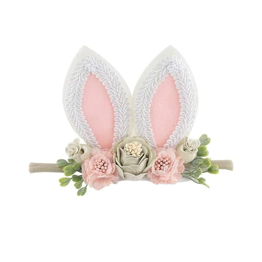 Baby Girl Floral Easter Bunny Nylon Headband Flower Elastic Hairband Bows Wraps For Newborn Infant Toddler Hair Accessories (RT004)