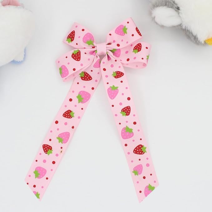 Strawberry Snap Clips Baby Girls Fruit Hair Bow Clips Strawberry Hair Ring Tie BBW24 (Set-K)