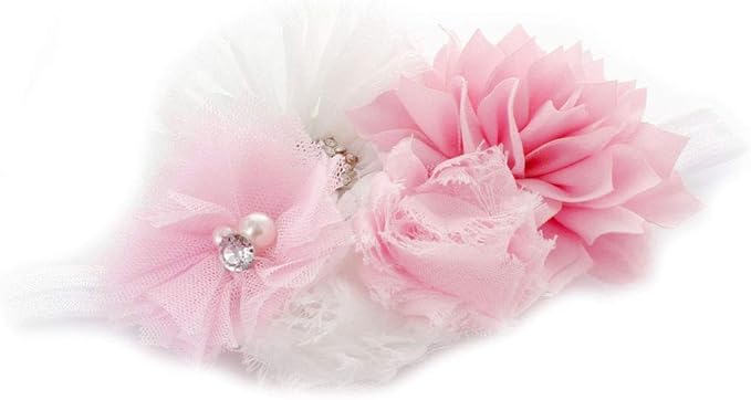 My Lello Shabby Fabric Flower Cluster Headbands Baby - Girls - Toddler Stretchy Elastic