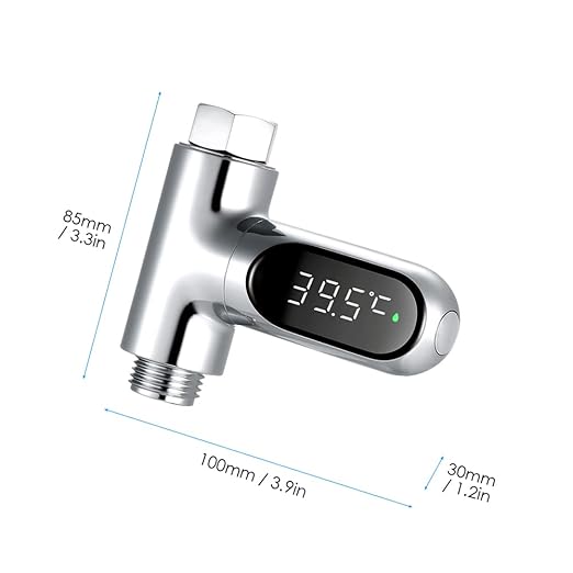 Kavolet Shower Thermometer Display, LED Digital 0~100℃ Baby Bath Water Thermometer, Fahrenheit/Centigrade Display, 360° Rotating Screen, for Baby Kids Bathroom Kitchen