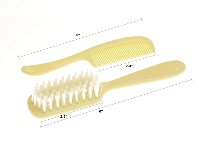 Infant/Baby Plastic Hair Brush and Comb Set, Soft nylon bristles are gentle on scalp