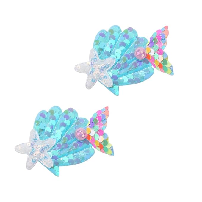 Enchanting Mermaid-Shaped Sequin Hair Clips for Kids - 6 Color Options! (blue)