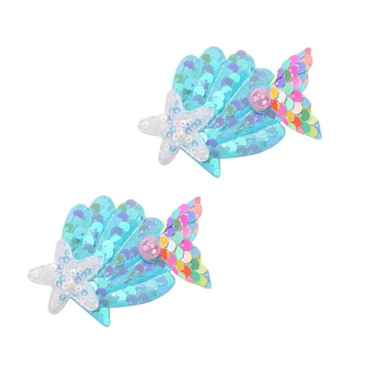 Enchanting Mermaid-Shaped Sequin Hair Clips for Kids - 6 Color Options! (blue)