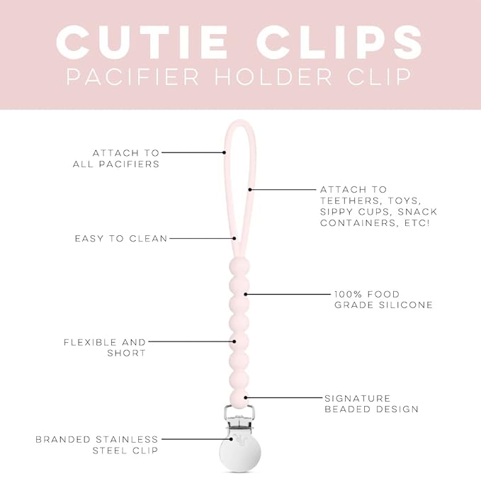 Ryan & Rose Cutie Clip Judy - Pacifier Clip Holder Silicone (Judy, Pink)