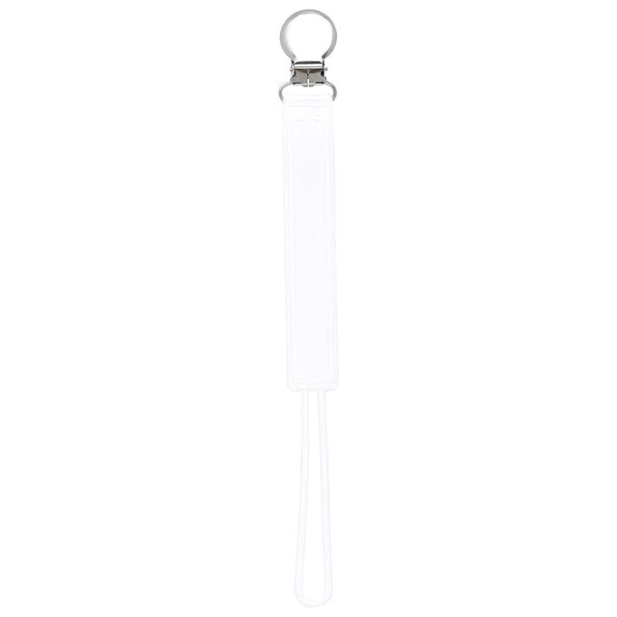 Three Little Tots All Silicone Modern, Short and Safety Tested Pacifier Clip (White, Classic)
