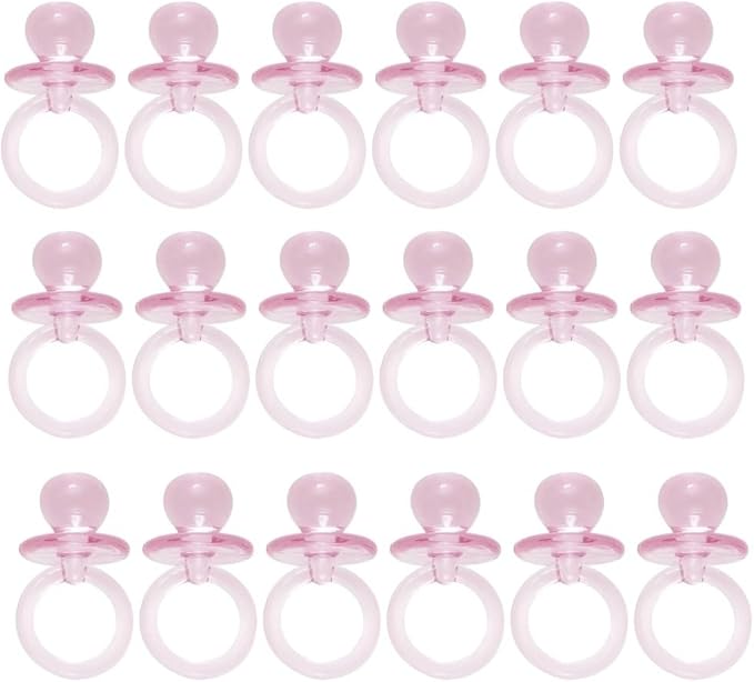 Small Pink Acrylic Crystal Pacifier Favors - 18 Pieces, 1 inch - Adorable Party Decorations for Baby Showers and Gender Reveals