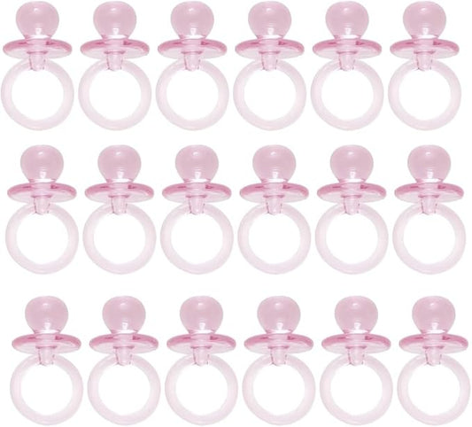Small Pink Acrylic Crystal Pacifier Favors - 18 Pieces, 1 inch - Adorable Party Decorations for Baby Showers and Gender Reveals