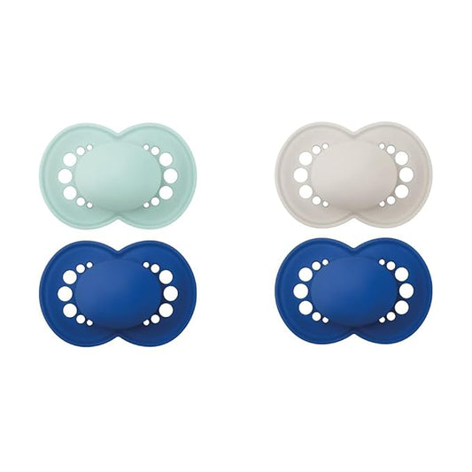 MAM Matte Original Pacifier 2 Pack, Silicone Nipple Promotes Oral Development, Self-Sterilizing Case, Boy & Unisex, 16+ Months
