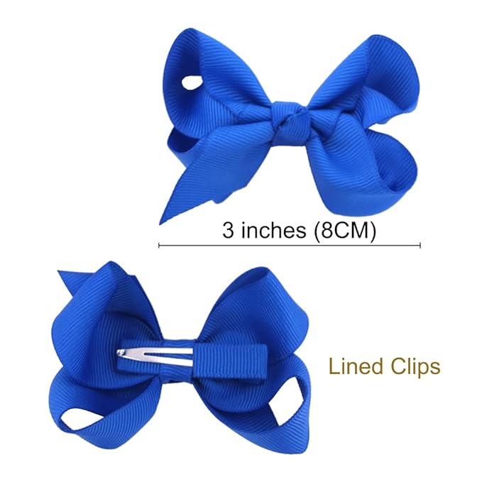 24 Colors Boutique Hair Bow Clips for Little Girls Grosgrain Ribbon Bow Alligator Hair Clip Toddler Baby Girl Kids Hair Accessories (24 pcs/3 Inch)