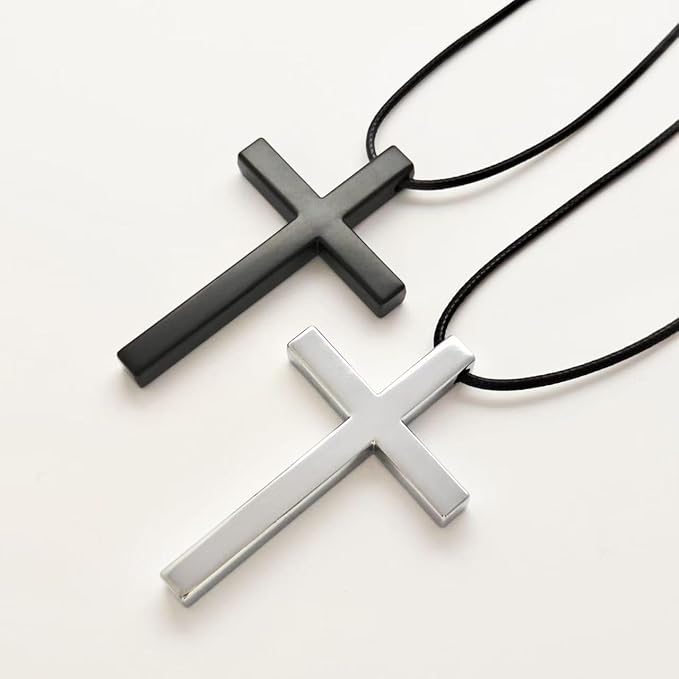Cross for Car Mirror Hanging, Rearview Mirror Hanging Accessories, Cross for Car Ornament, Rearview Charms for Women Men(Black)