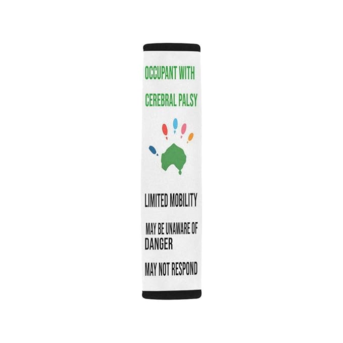 Occupant with Cerebral Palsy Seat Belt Cover Medical Alert Medical Information Gift for Kid