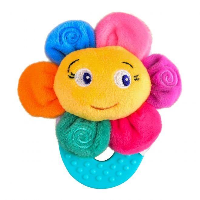 Wristy Buddy Teething Ring for Babies 0-6 8 10 12 Months | Cute Soft Flower Teething Toys & Gloves | Baby Teething Relief Toy Pack | Infant Chew Toys for 3-6 Months, 1 2 3 Years