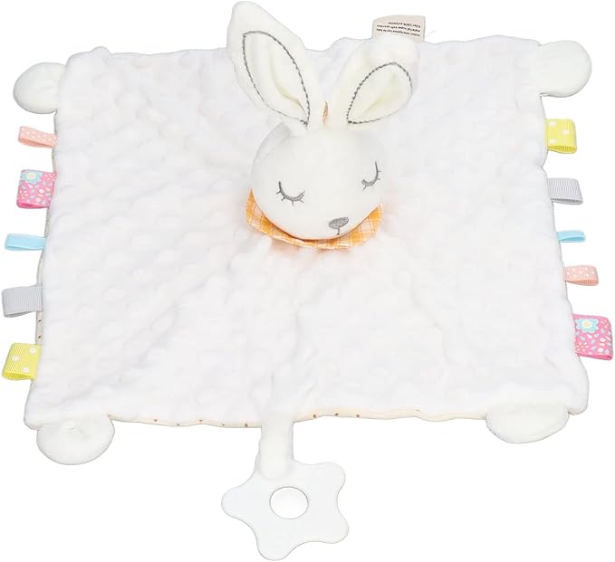 Alomejor Baby Bunny Security Blanket Chewable Accompany Enrich Senses Baby Teether Blanket