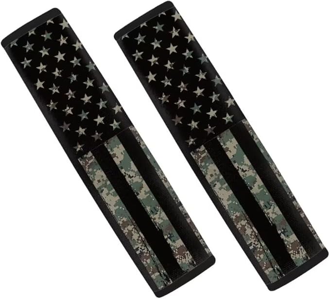 Car Seat Belt Cover Pad, American Flag Comfortable Shoulder Seatbelt Pads Cushions 2-Piece