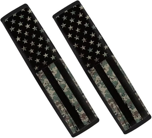Car Seat Belt Cover Pad, American Flag Comfortable Shoulder Seatbelt Pads Cushions 2-Piece