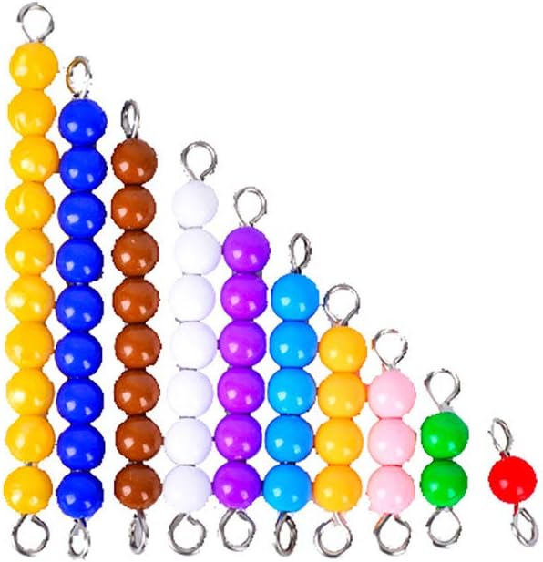 Kghios Montessori Math Toys Material for Toddlers 10 Sets of Colord Bead Chains 1-10 for Early Preschool Learning Toy,1-10 Numeral Cognition Toy