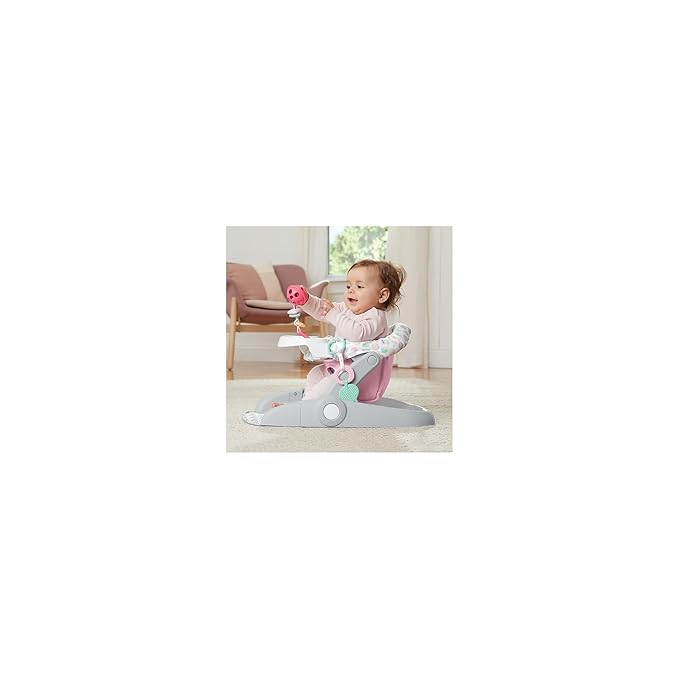 Summer Infant Learn-to-Sit Stages 3-Position Floor Seat, Sweet-and-Sour Pink – Sit Baby Up to See The World – Activity Seat is Adjustable – Includes Toys and Tray