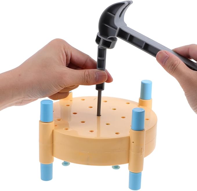 BESPORTBLE Montessori Hammer for Realistic Pounding Game with Multicolor Pegboard Fine Motor Skill Development Hand-Eye Coordination Early Learning Activity