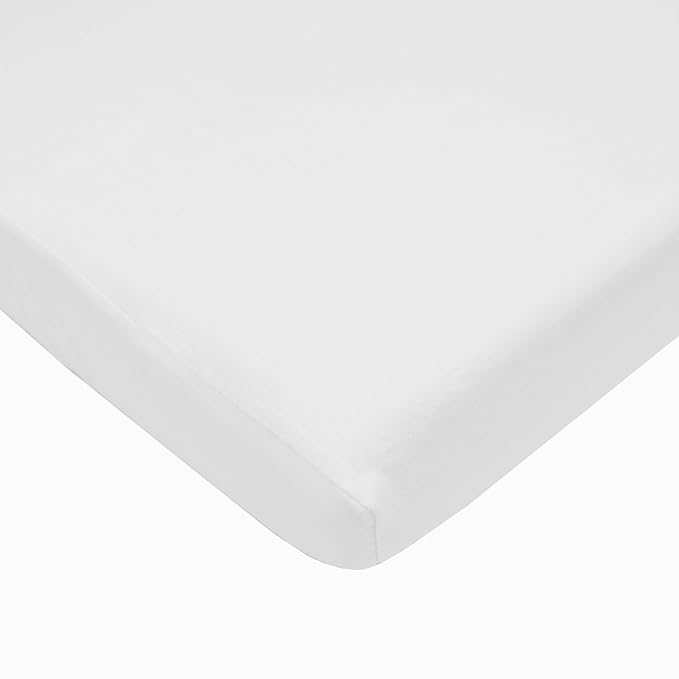 American Baby Company 100% Natural Cotton Fitted Pack and Play Sheet 39" x 27" - Soft & Breathable Pack N Play Sheet for Playpen, Playard & Mini Crib Mattress, Snow White, for Boys & Girls