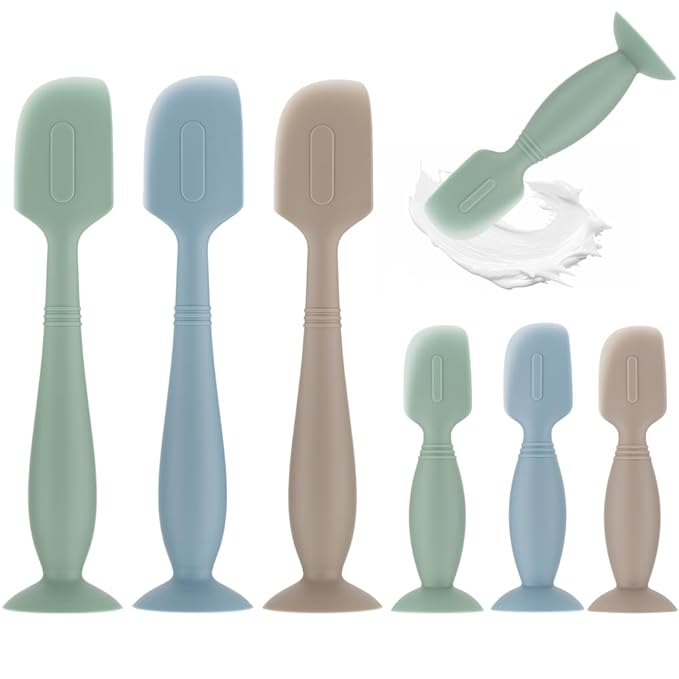 Baby Diaper Cream Spatula,6 Pack Silicone Diaper Cream Applicator Baby Butt Paste Spatula Diaper Cream Brush for Newborn Baby, 1 x Large Size,1 x Small Size (Green&Blue&Khaki)