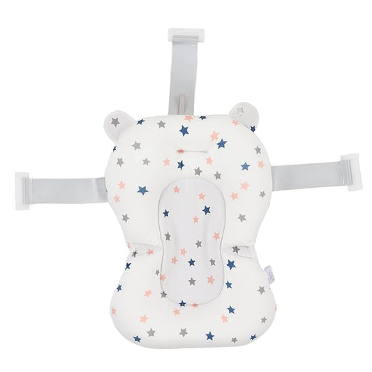 Baby Bath Seat Cushion, Floating Bath Support Mat Foldable Adjustable Infant Bath Supporter Newborn Bathtub Seat Cushion Nonslip Baby Bathtub Mat Baby Tub Pillow for 0‑12 Months