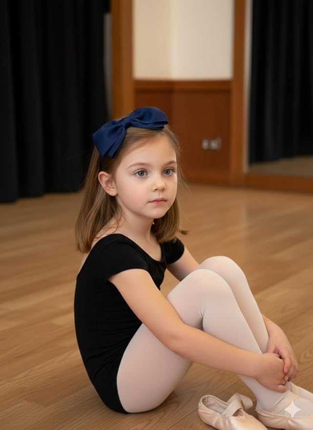 ClassExceed Navy Bow Headband for Girls 3–12 – School Uniform Hair Bow, Solid Color Ribbon Kids Headband for Everyday Wear