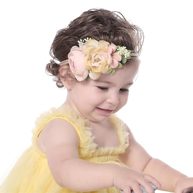 Cinaci 6 Pack Delicate Rose Flower Nylon Headbands Floral Bows Headband