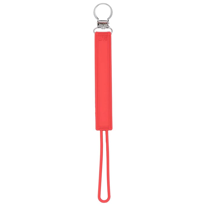 Three Little Tots All Silicone Modern, Short and Safety Tested Pacifier Clip (Red, Classic)