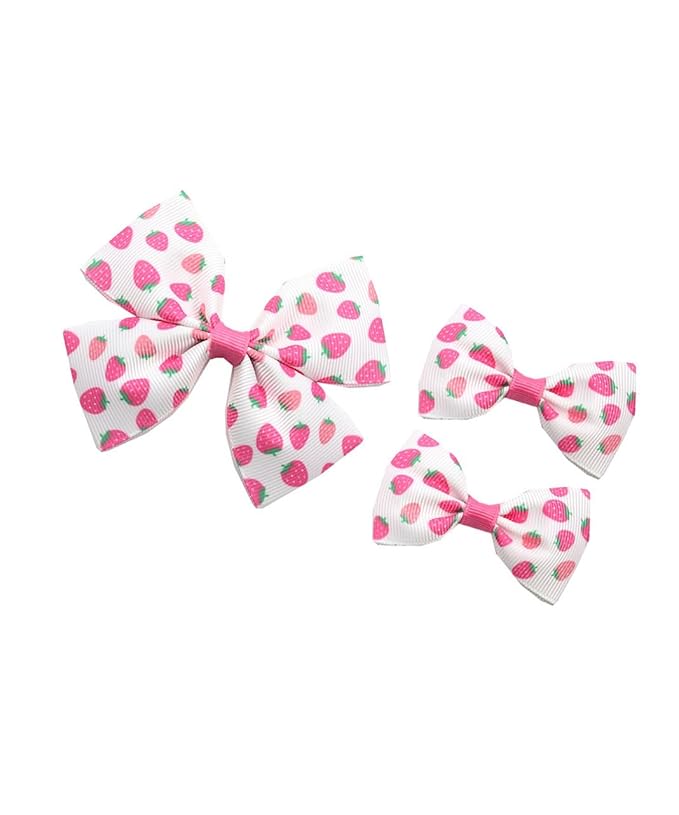 Strawberry Snap Clips Baby Girls Fruit Hair Bow Clips Strawberry Hair Ring Tie BBW24 (3 Pcs-D1)