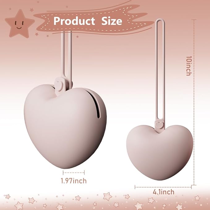 4pcs Pacifier Holder Case Set, 2pcs Silicone Portable Pacifier Pouch and 2pcs Transparent Pacifier Storage Container, Cute Heart Shape Pacifier Storage Case for Newborn Baby（Pink&Purple）