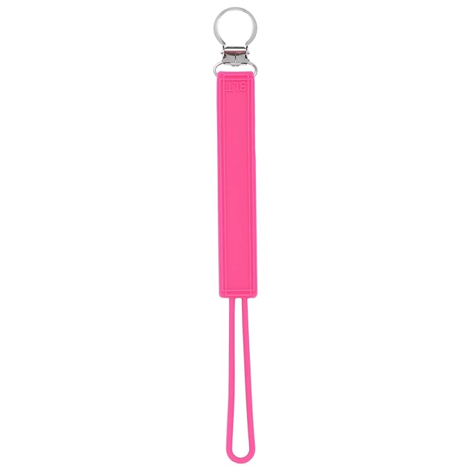 Three Little Tots All Silicone Modern, Short and Safety Tested Pacifier Clip (Hot Pink, Classic)