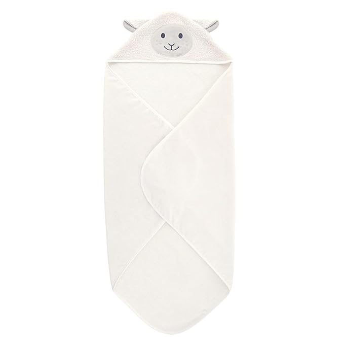Stephan Baby Hooded Towel - 100% Cotton with Fun Animal Design for Infants and Toddlers, 31" Square, Lamb