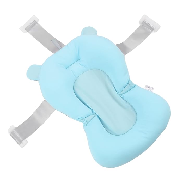 Baby Bath Seat Cushion Floating Safe Foldable Adjustable Infant Bath Supporter for Newborn Blue Bear, Supports Baby Body, Safety to Use, Easy to Clean, Odorless Material, Optimal (Blue Bear)