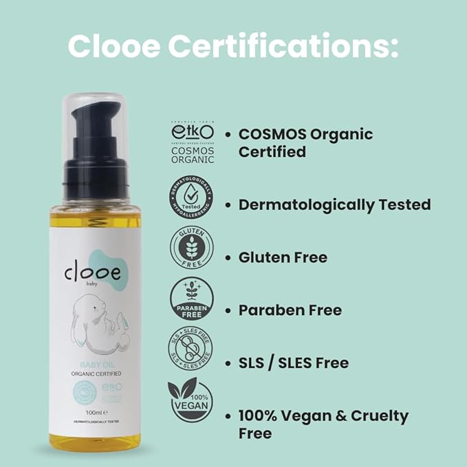 Organic Baby Oil (100 ml) – Olive, Almond & Argan – Gentle Moisturizing Massage Oil for Babies & Kids