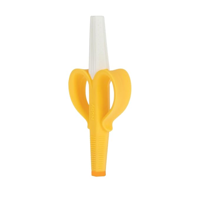 Nuby Banana Hollow Tube Silicone Teething Toy - Gum Massaging Baby Teething Relief Toy for 3+ Months - Easter Basket Stuffer
