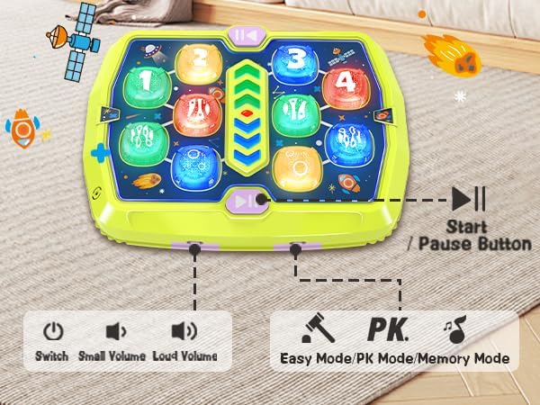 Toddlers Toys Age 3-8, Hammer Mole Game Toys for 3 4 5 6 7+ Year Old Boys with 3 Modes,Interactive Toddler Boy Girl Toys with 2 Hammers, Sound & Light, Birthday Xmas Gift for 3-10 Year Old Boys Girls