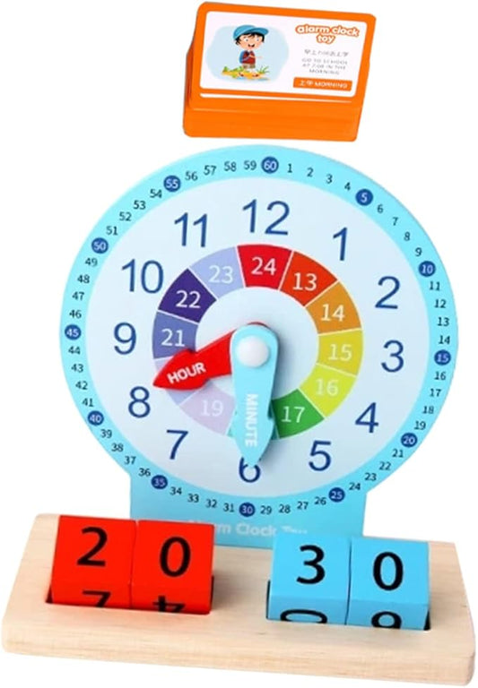 HANABASS 1 Set Wooden Clock for Educational Recognition Plaything for Safe Premium Wood Material Develops Color and Shape Awareness