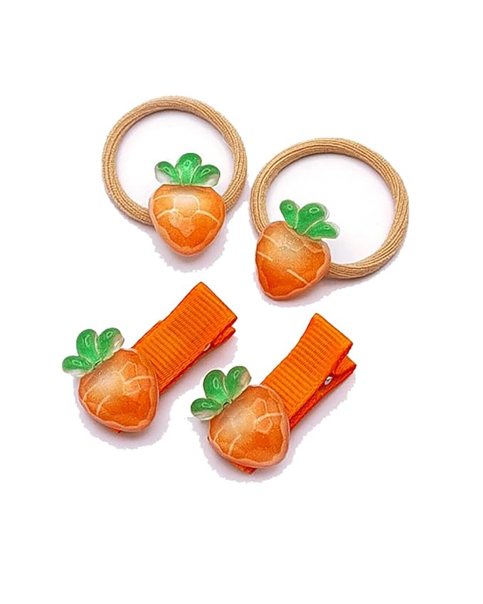 Baby Girls Carrot Hair Clips Pin Easter Bunny HairClips Carrot Hair Barrettes Pin JHE27 (4 Pcs-Set B)