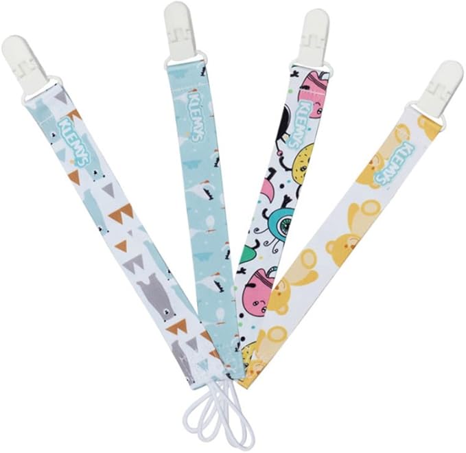 Baby Pacifier Clips, 4 Pack Binky Paci Holder and Leash Unisex for Boys and Girls Fits for Most Pacifier, Binkie Styles & Baby Teethers & Toys and Gift Universal Fit
