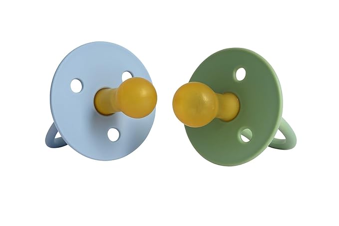 RABENS Silicone Pacifiers 2 Pack Happy & Sleepy Design BPA Free Natural Rubber Nipple Emotional Support for Babies 0–36 Months