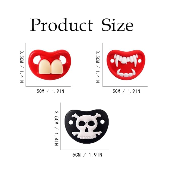 Funny Baby Pacifiers,Funny Pacifiers for Babies 0-18 Months,Baby Teeth and Vampire Pacifier Funny Pacifiers for Boys and Girls BPA Free
