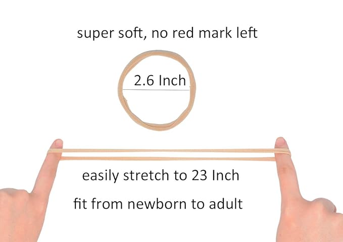 Super Soft Nude Nylon Headband For Newborn Baby Kids, High Stretchy, 20 Pcs For DIY Crafts