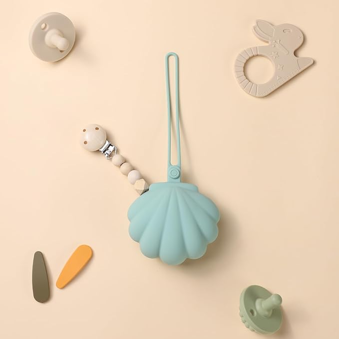 CLYMENE Silicone Pacifier Holder Case, Newborn Paci Holder for Diaper Bag & Stroller, Blossom