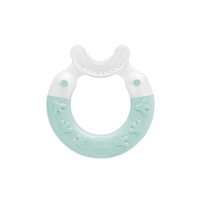 MAM Bite & Brush Teether Baby Teething Aid Soothes Gums, Supports Dental Care with Extra Soft Bristles, from 3+ Months, Turquoise, Pack of 1