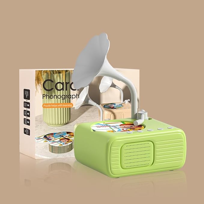 2026 New Kids Phonograph with 99 Cards – Toddler Record Player, Kids Storytelling Machine, Music Player for 3+ Years Old, Educational Phonograph for Boys and Girls (Green)