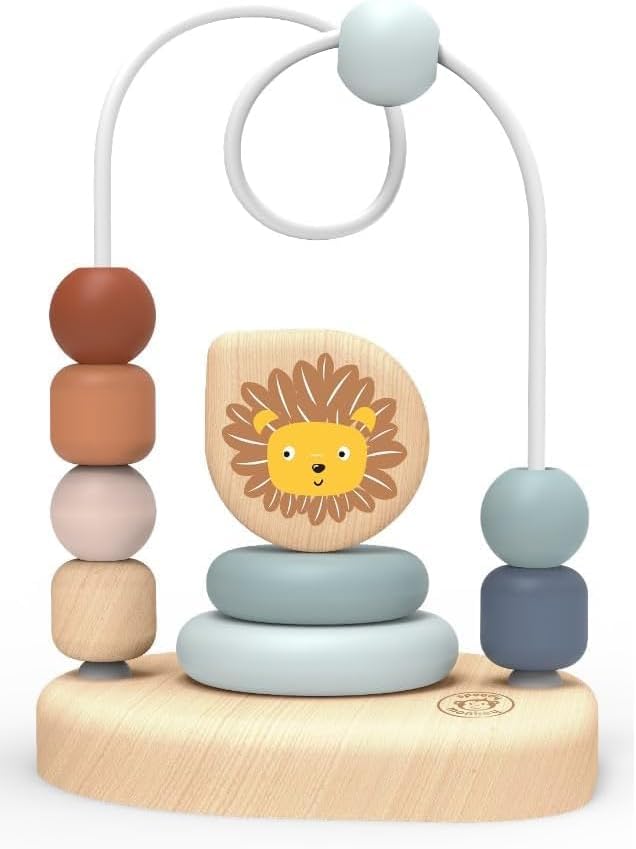 Speedy Monkey Lion Bead Maze, Colorful Wire Frame Toy with 7 Soft Beads, Promotes Dexterity, Hand-Eye Coordination & Color Recognition, Non-Toxic Paint, Ideal for Kids 1-3 Years