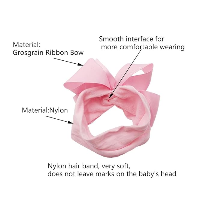 Yxiang 20PCS Baby Girl Bows Headbands, 4" Infant Bows Headbands Super Elastics Nylon Hairbands Cute Handmade Ribbon Bows for Babies Newborn Toddler (20 Colors)