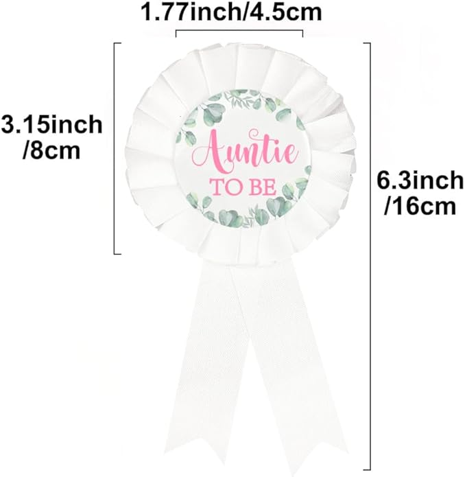 Auntie To Be Tinplate Badge Pin, Uncle To Be Tinplate Badge Pin, Gender Reveal Baby Shower Pins, Green Leaves Aunt Satin Fabric Button, Uncle Satin Fabric Button Party Decoration - White 2pcs