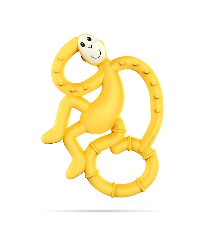 Matchstick Monkey Silicone Mini Teether & Gel Applicator – Silicone Baby Teether, Easy-to-Grip, BPA-Free, Supports Self-Soothing & Early Brushing, 3 Months+, 4 Inches, Yellow