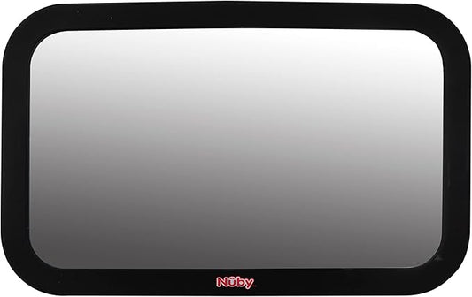 Nuby Adjustable Backseat Baby Mirror with Swivel Base for Easy Viewing, Quick Install, Shatter Resistant, Black